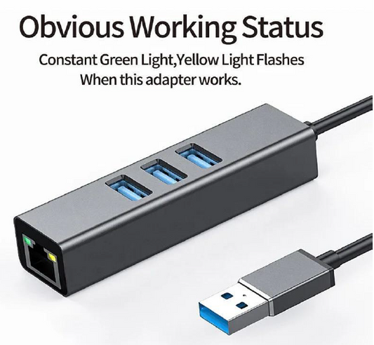 HUB 4 en 1 USB / LAN Ethernet
