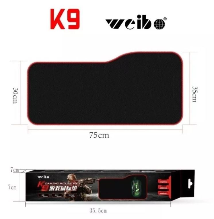 Pad Mouse Gamer Extra Largo Mouse Pad Deluxe Color Negro Weibo K9