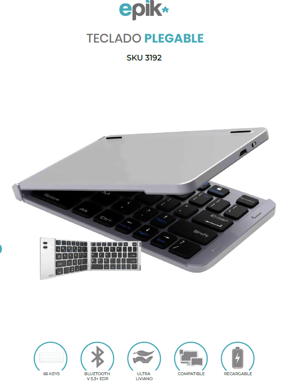 Teclado plegable Bluetooth epik*