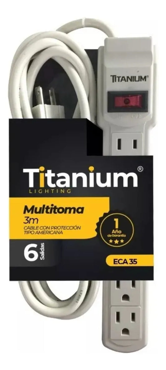 Multitoma Eléctrica 6 Tomas Polo A Tierra 1 Mts Encauchetada