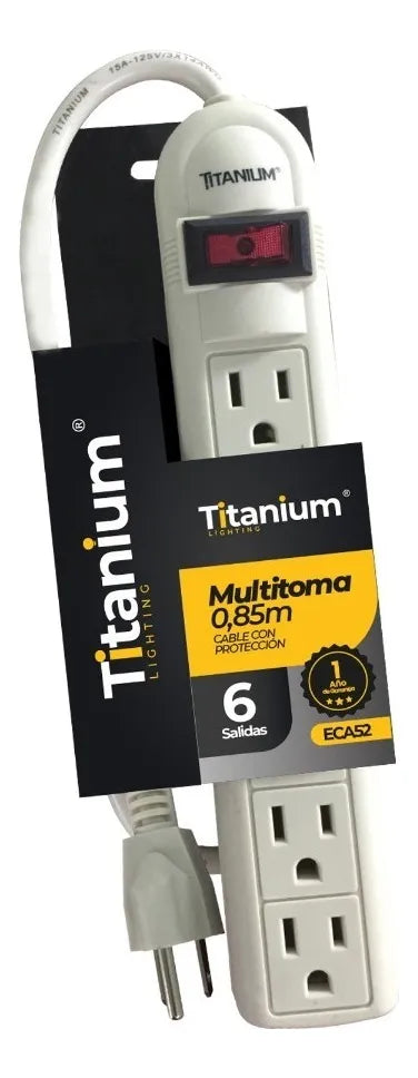 Multitoma Eléctrica 6 Tomas Polo A Tierra 1 Mts Encauchetada