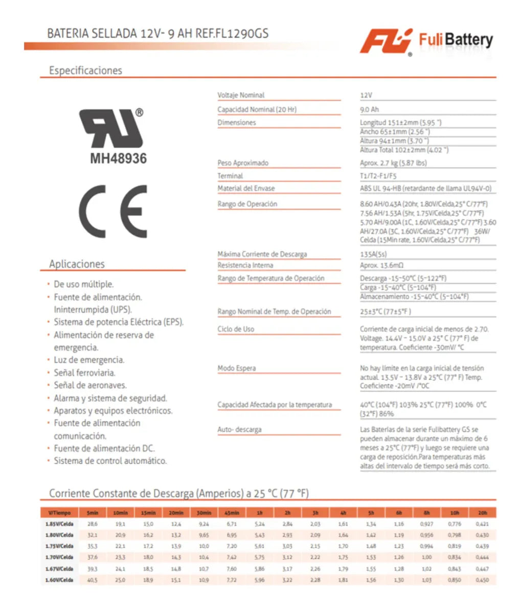Batería Sellada 12v 9ah