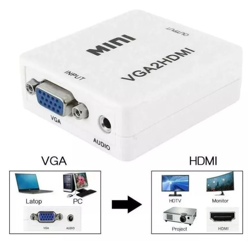 Adaptador Convertidor HDMI A VGA Audio Video