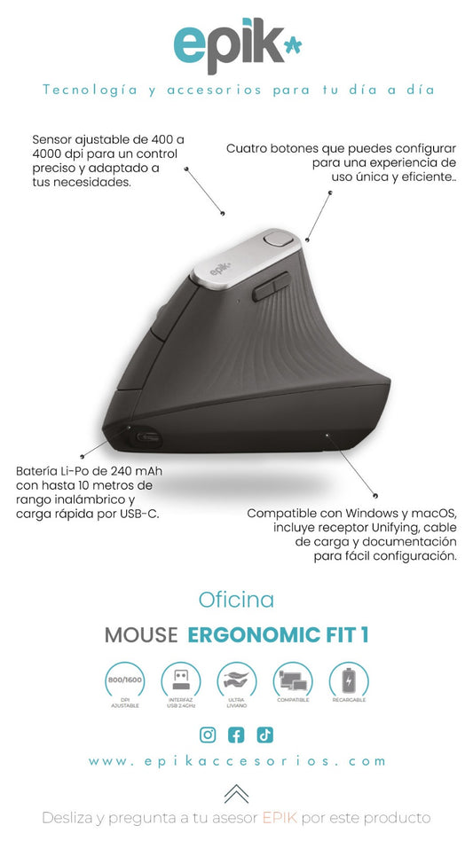 Mouse ergonomico EPIK